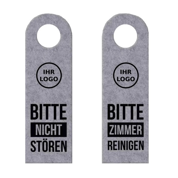 Hotel Türanhänger aus Filz Grau/Schwarz